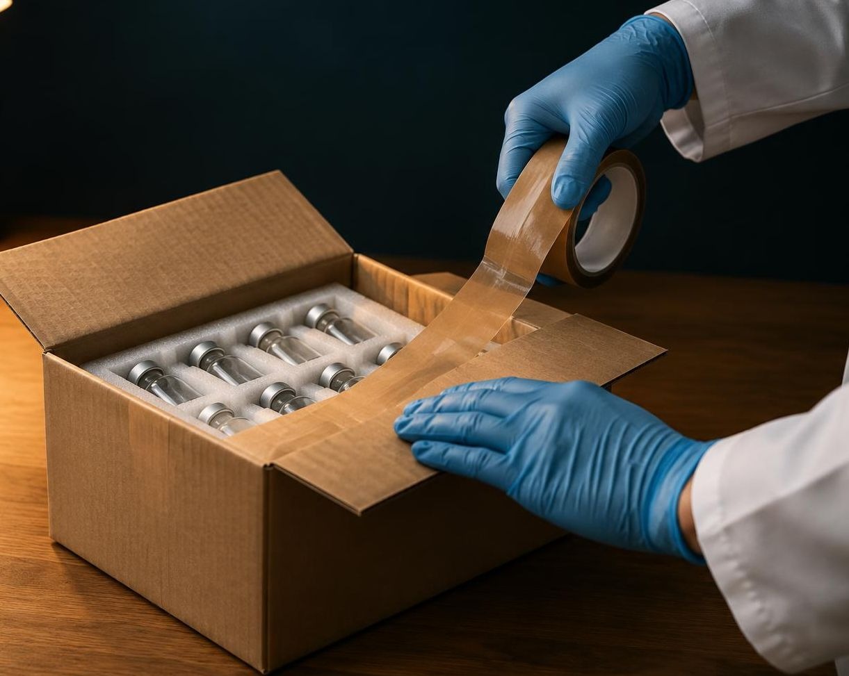 Vials being prepared for shipment